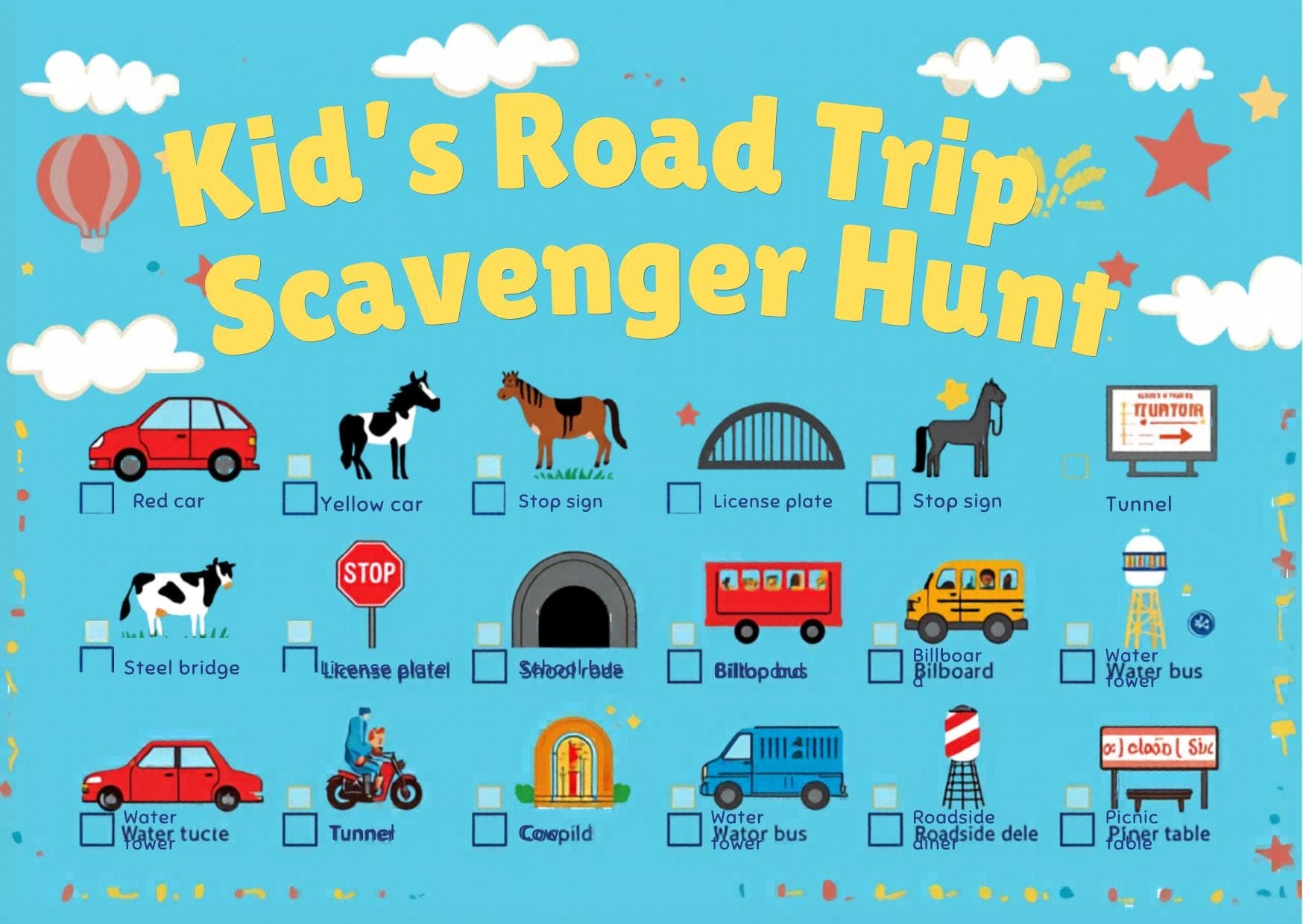 Kids Road Trip Scavenger Hunt