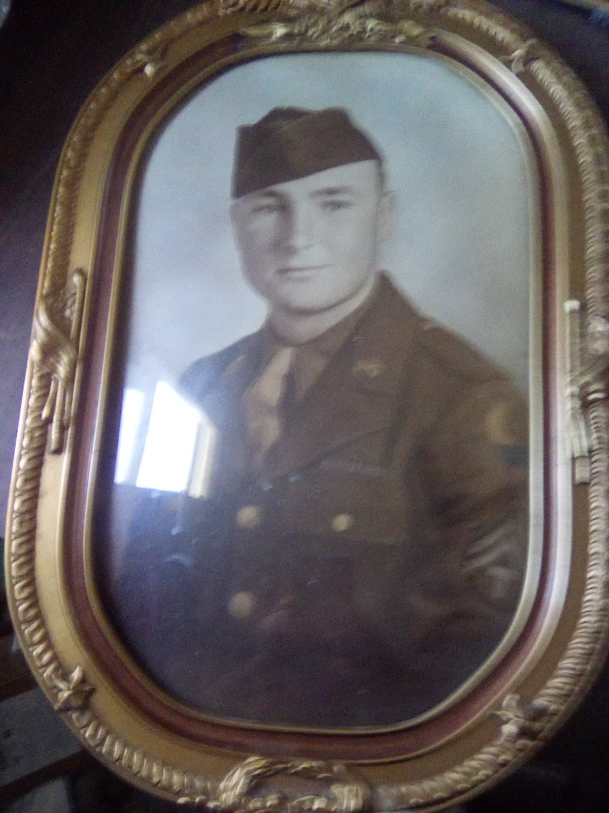 Vintage Military Portrait in Ornate Gold Frame
