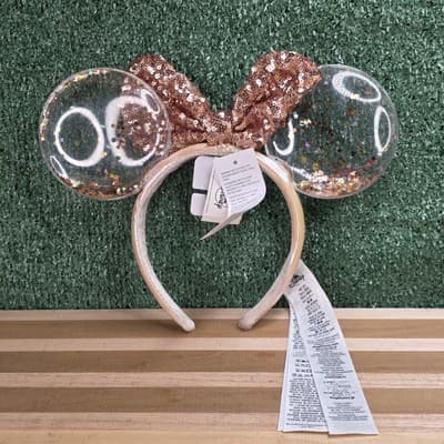 New Disney Parks D23 Expo 2022 Rose Gold Glitter Minnie Ears Headband