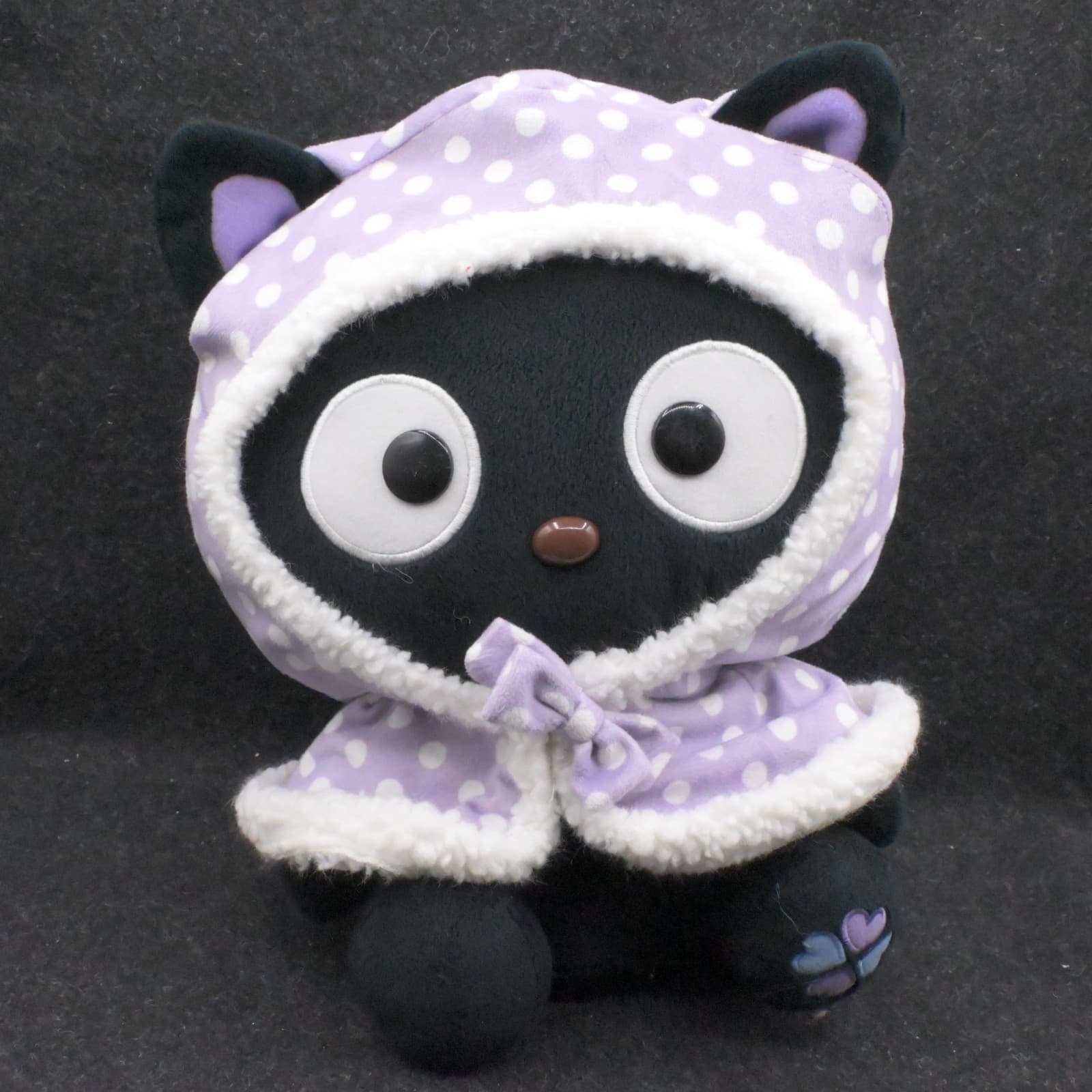 Chococat Sanrio Purple Polkadot Hoodie Plush Clover Foot 2011 RARE