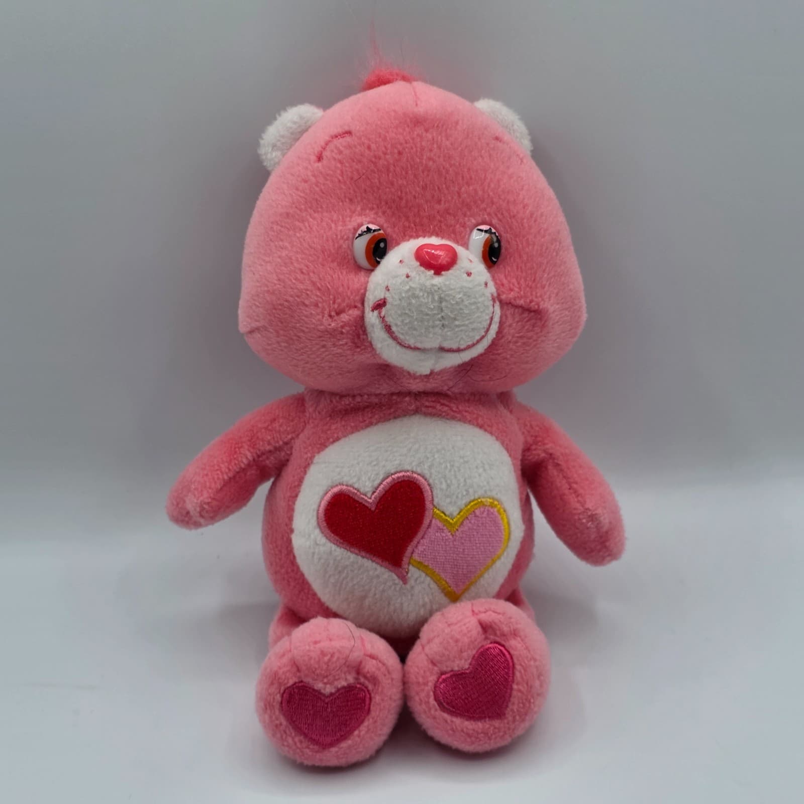 Care Bear Plush Loves A lot Pink W/ Hearts 8” 2002
