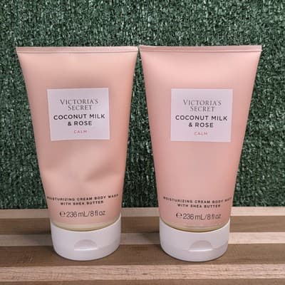 2 VICTORIA'S SECRET COCONUT MILK ROSE CALM CREAM BODY WASH MOISTURIZING 8 Fl OZ