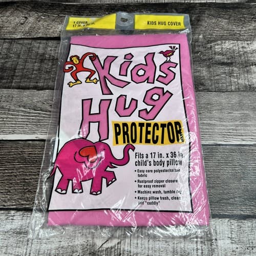 Vintage Kids Hug Protector Fits 17" x 36" Childs Body Pillow Cover Pink