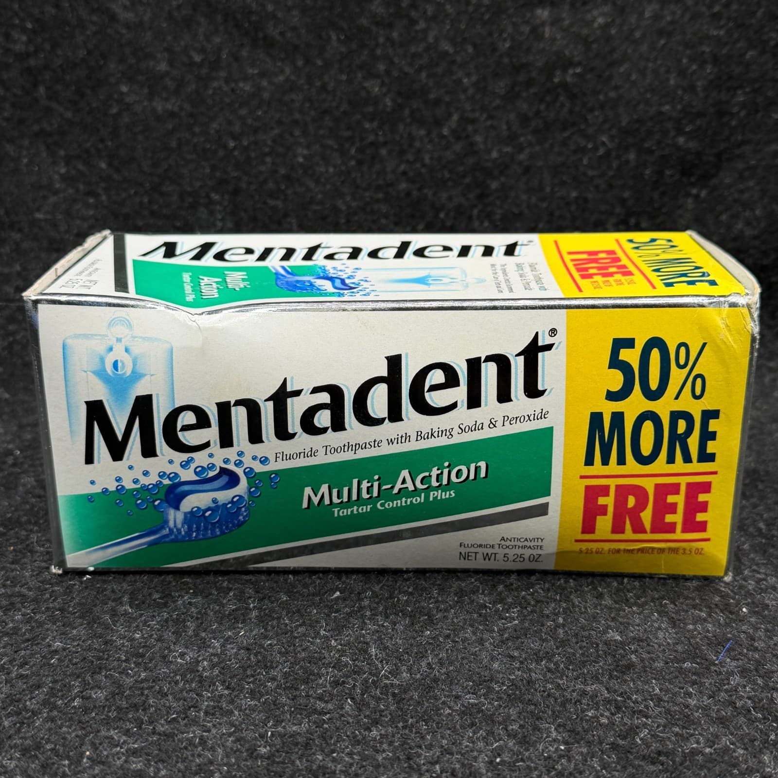 Vtg Mentadent Tartar Control Toothpaste 5.25 oz Baking Soda Peroxide Fluoride