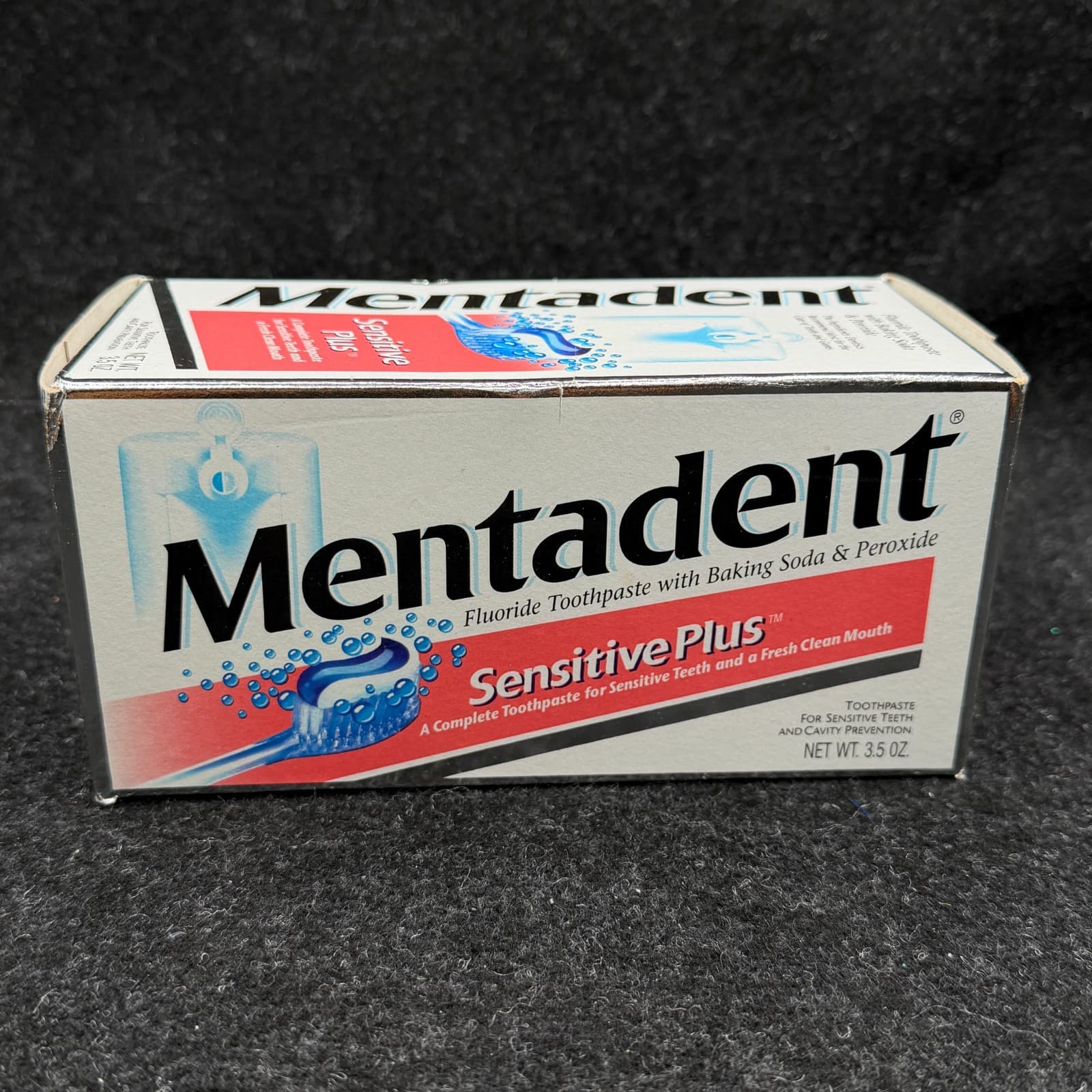 Vtg Mentadent Sensitive Plus Toothpaste 3.5 oz Baking Soda Peroxide Fluoride