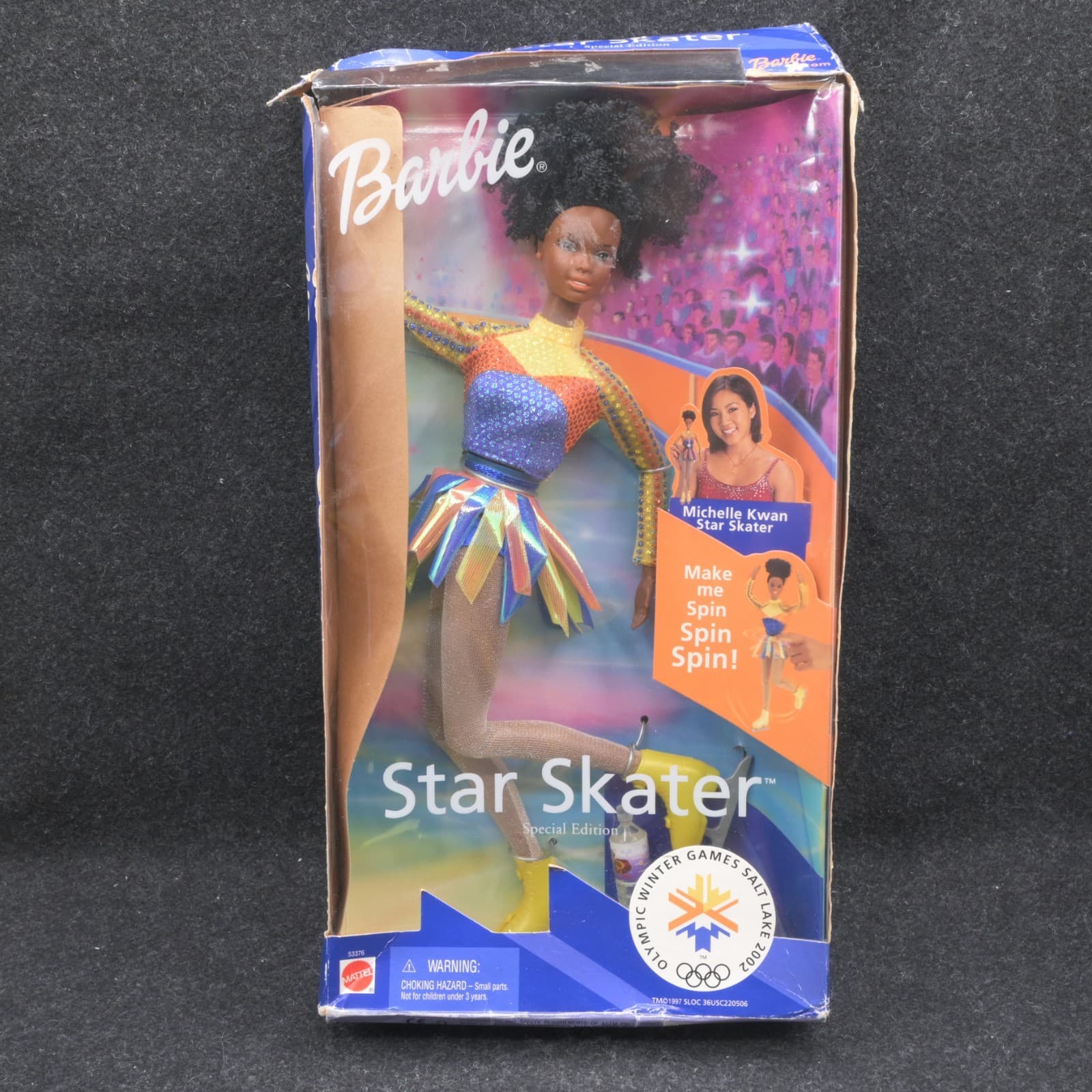 Star Skater Barbie Doll African American 2002 Olympic Winter Games Mattel 53376