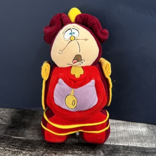 Disney Store Vintage Beauty & the Beast 8.5" Clogsworth Clock Plush Toy Doll