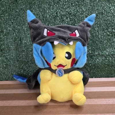 Pokemon Center Pikachu Wearing Mega Charizard X Poncho Cosplay 8" Plush Pokémon