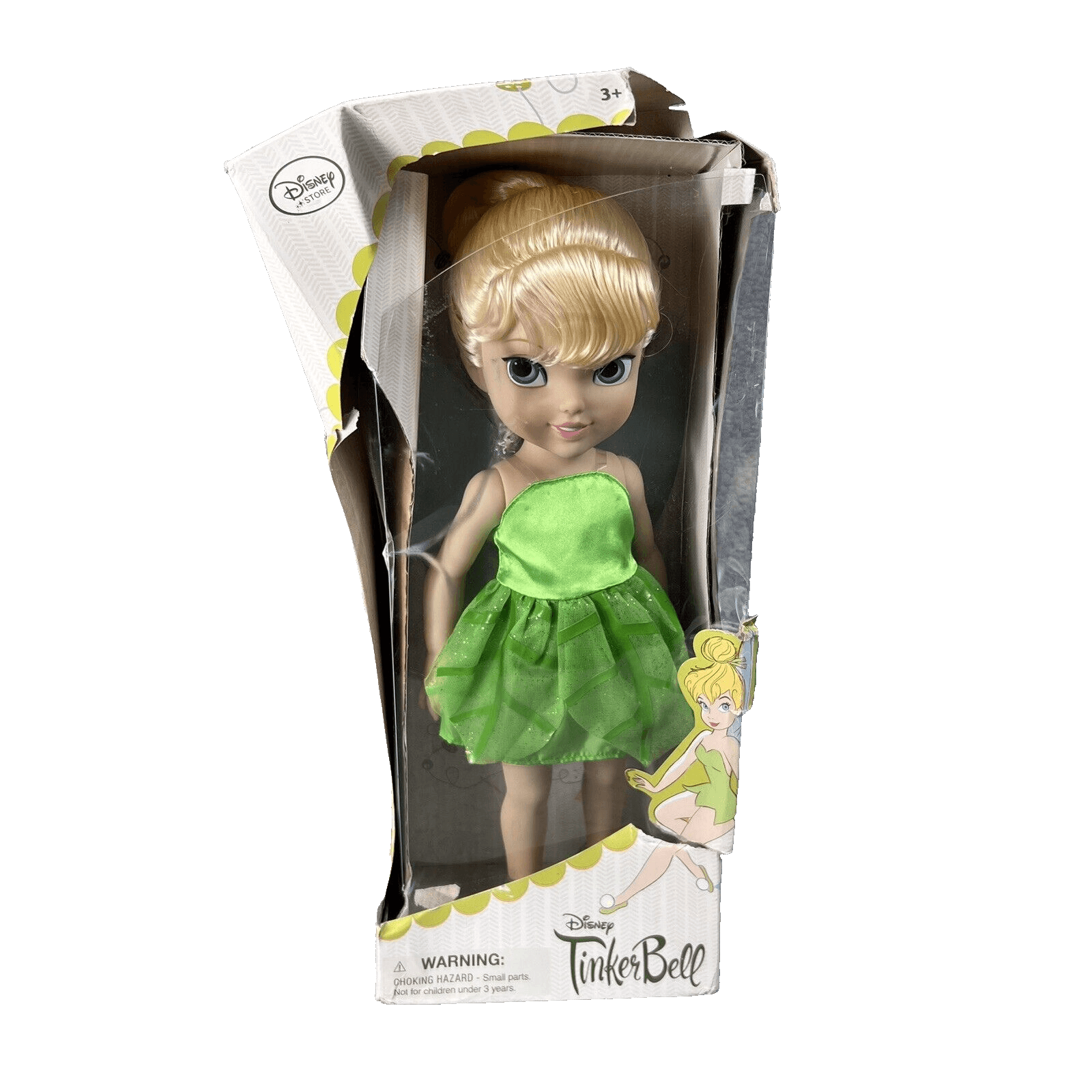 Rare Disney Store 16” Tinker bell Fairies Toddler Doll In Box Damage package