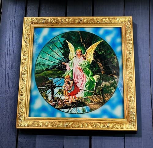 Vintage Motion Lamp Moving Picture Light Wall Display Psychodelic Guardian Angel