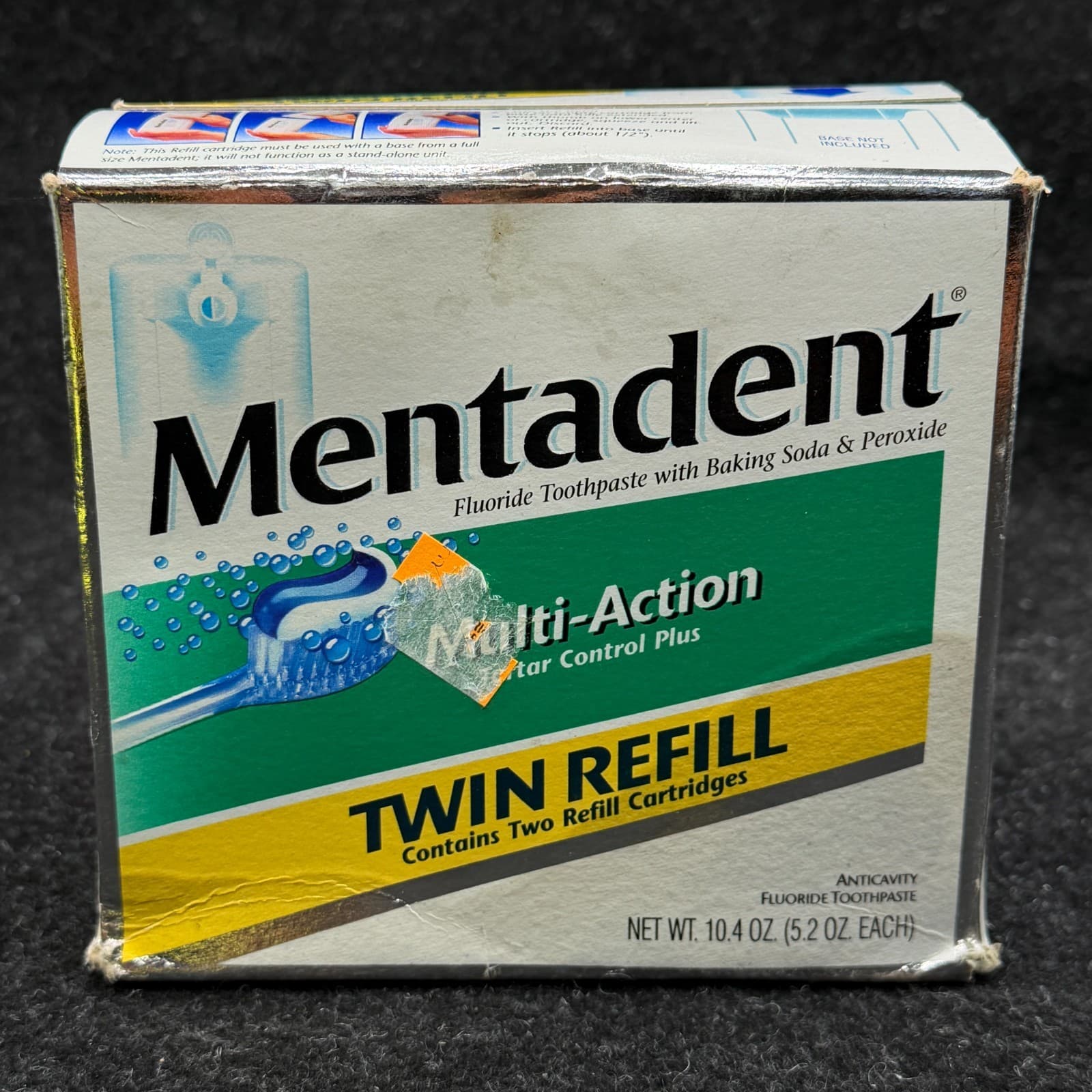 Vtg Mentadent Tartar Control Toothpaste 10 oz Baking Soda Peroxide Fluoride Twin