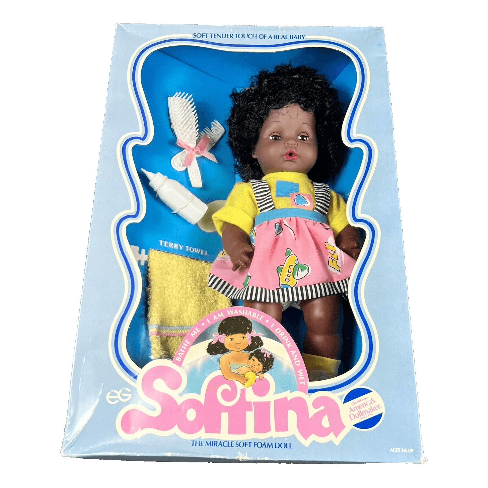 Vintage Goldberger Softina 14.5” Baby Doll Open & Close Eyes African American