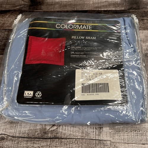 Vintage Colormate Standard Pillow Sham Blue Made in USA New in Package