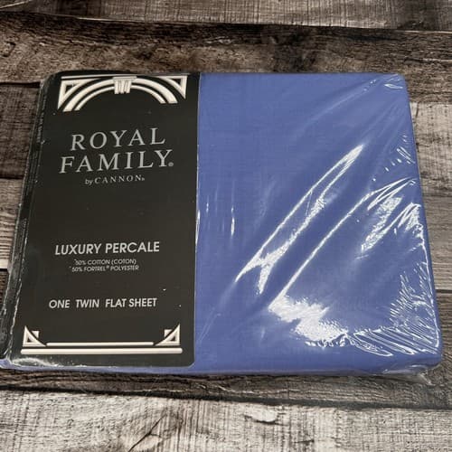 Vintage Royal Family By Cannon Sequences II Twin size Flat Sheet Blue