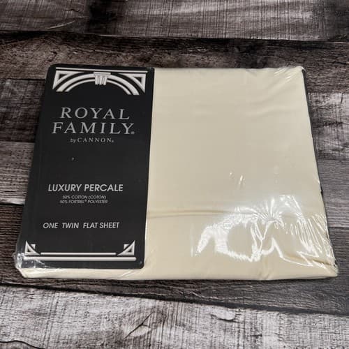 Vintage Royal Family By Cannon Sequences II Twin size Flat Sheet Off White