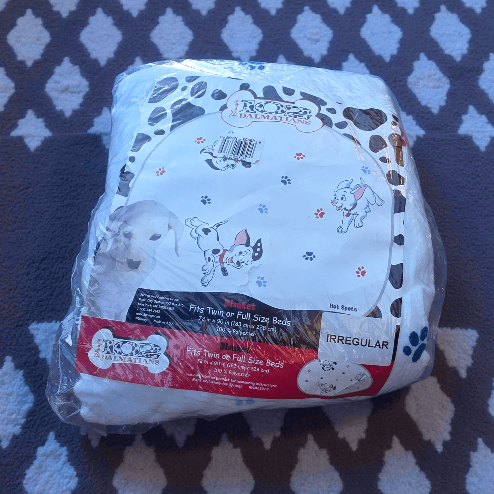 Vintage Disney 102 DALMATIANS Hot Spots Blanket 72" X 90" Springs Bed Fashion