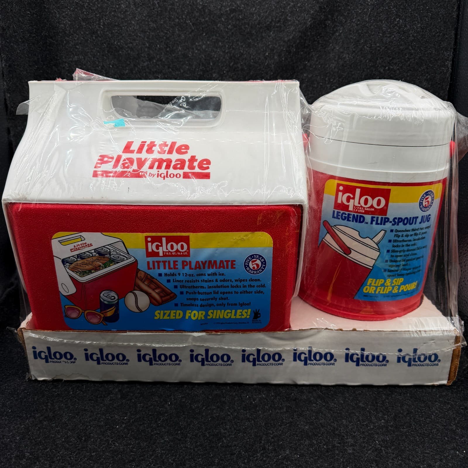 Vintage 1992 Little Playmate by Igloo Cooler & Flip Spout Jug Combo Red