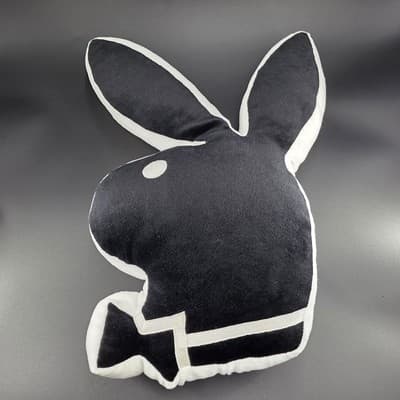Vintage 2003 Black & White 20" Playboy Bunny Pillow Y2K