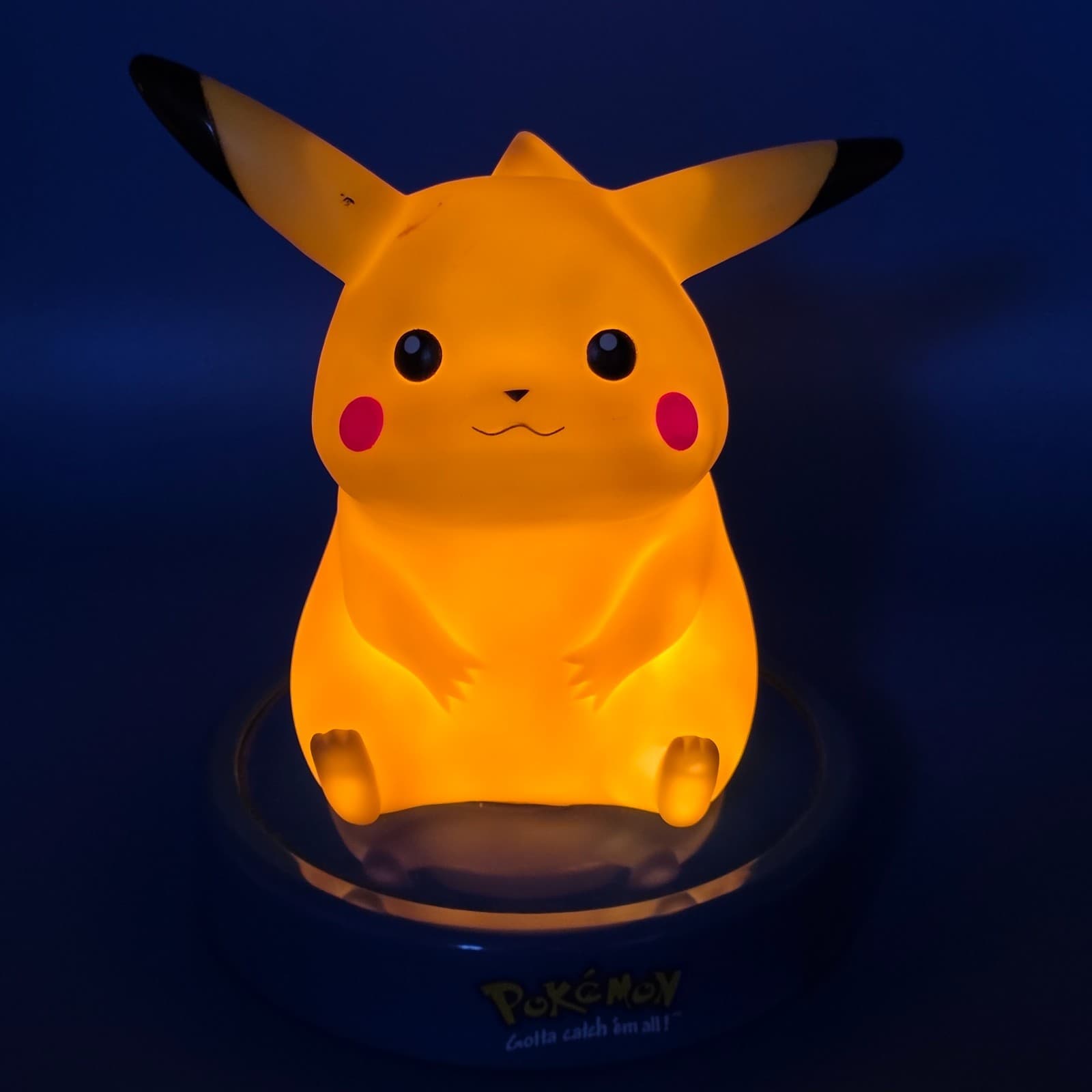 Vintage Pokémon Pikachu Lamp Night Light Chubby Style Blue Base (works)