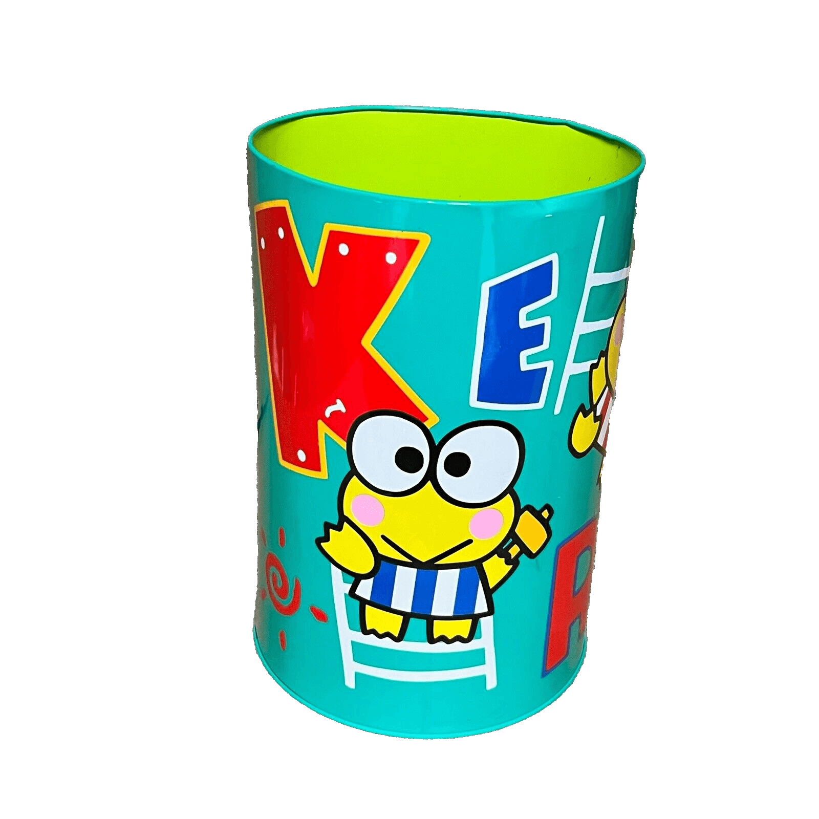 VTG 1994 Sanrio Kero Kero Keroppi Mini Tin Metal Trash Can Bin 11.5” Rare Frog