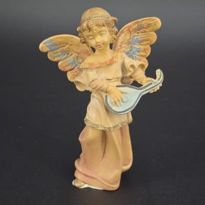 Vintage Italy Angel Nativity Figure With mandolin Depose 5"