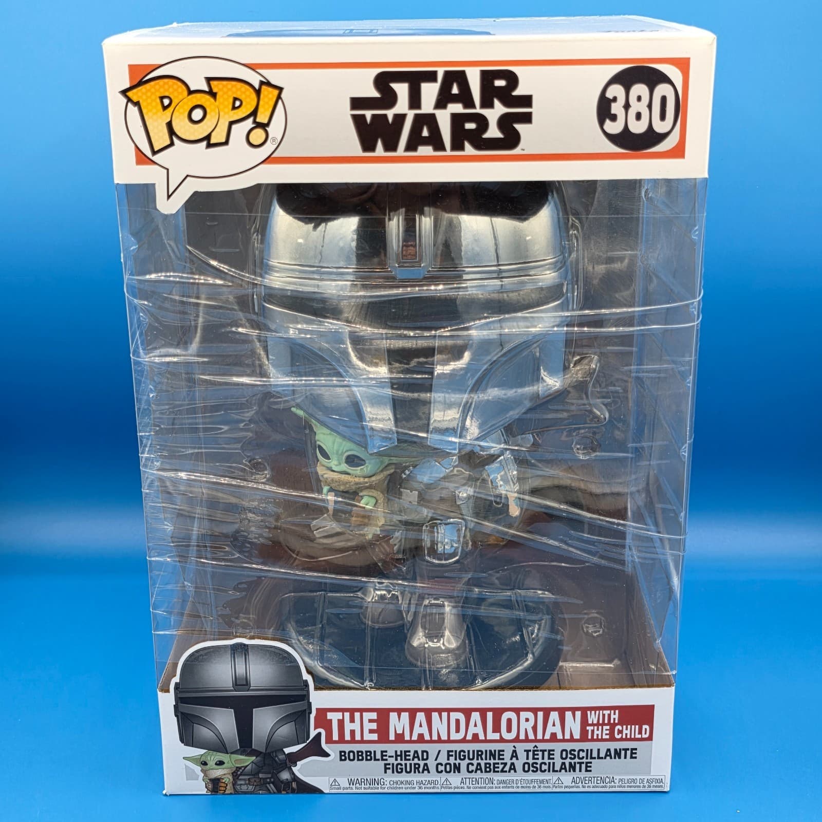 Funko Pop Star Wars 10-Inch Mandalorian with The Child #380 Chrome Vinyl Figure