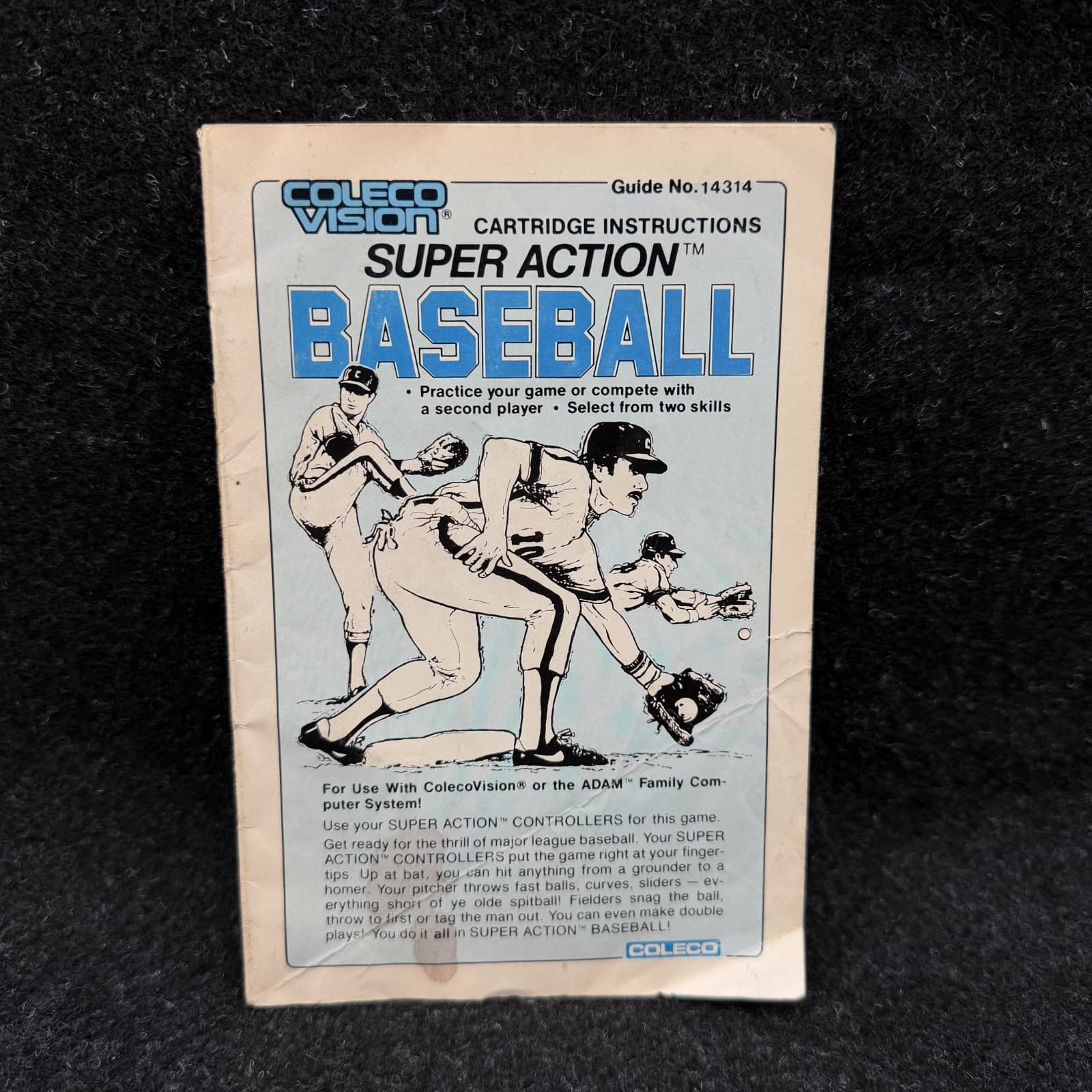 Super Action Baseball Colecovision Cartridge Instructions/Manual