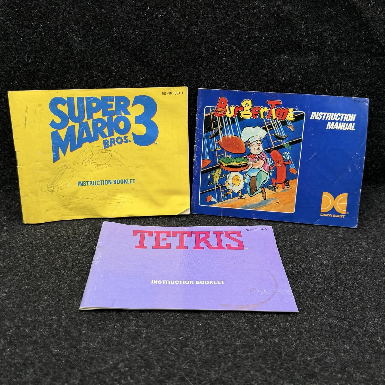 NES Manual Lot Of 3 Super Mario 3 Tetris Burger Time