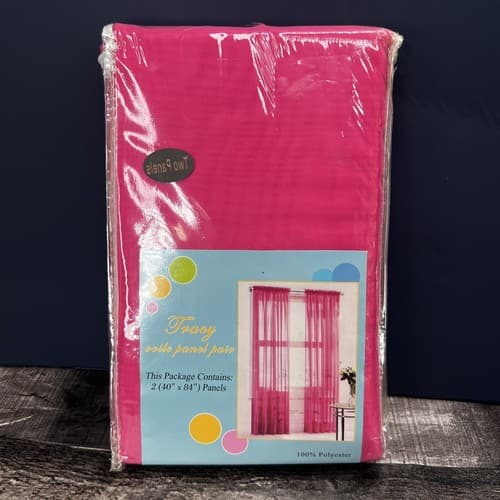 New TRACY PINK SHEER VOILE WINDOW PANEL PAIR 2 40x84 Polyester