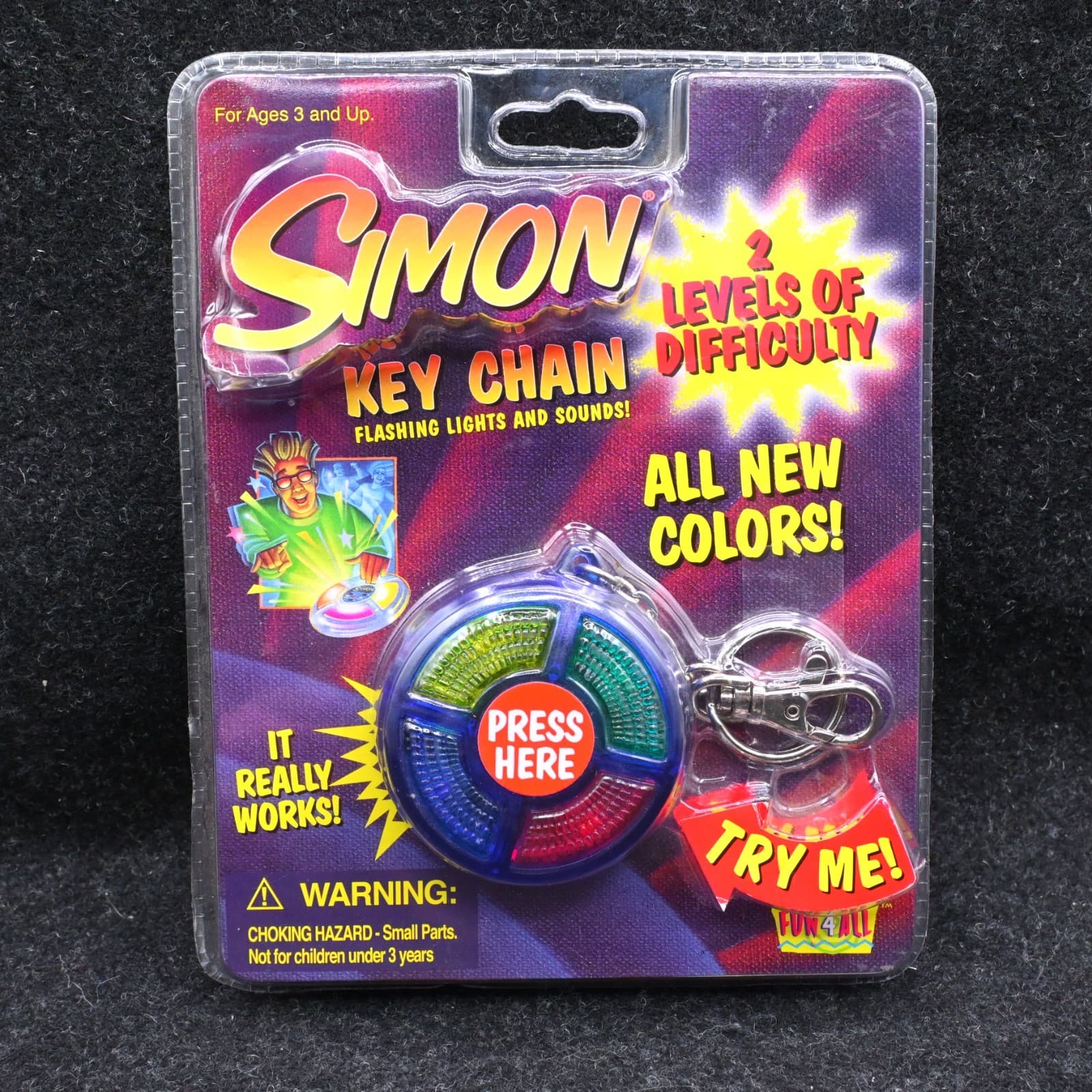 Simon HASBRO VTG Keychain 2000 New Sealed Manu. by Fun 4 All