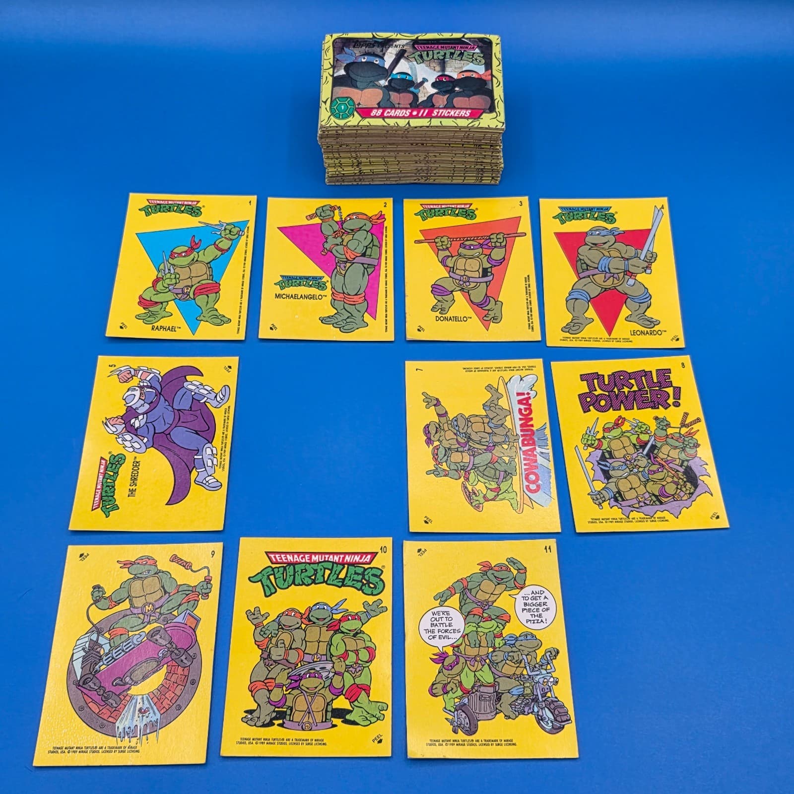 1989 Teenage Mutant Ninja Turtles Complete Trading Card Set 88 w/ 10 Stickers