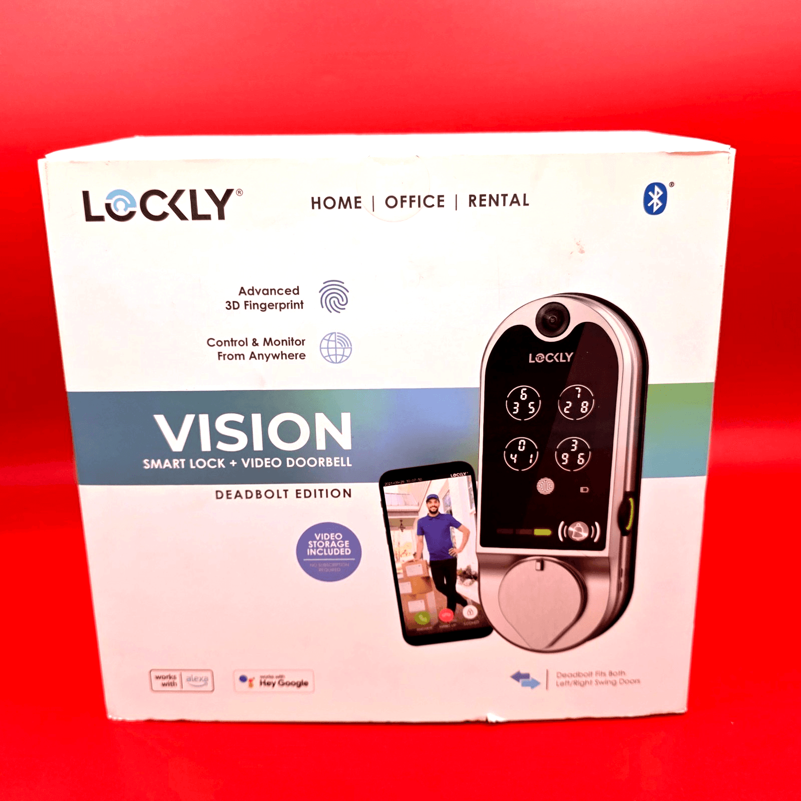 LOCKLY VISION SATIN SMART DOORLOOK DEADBOLT VIDEO AUDIO DOORBELL PGD798SN