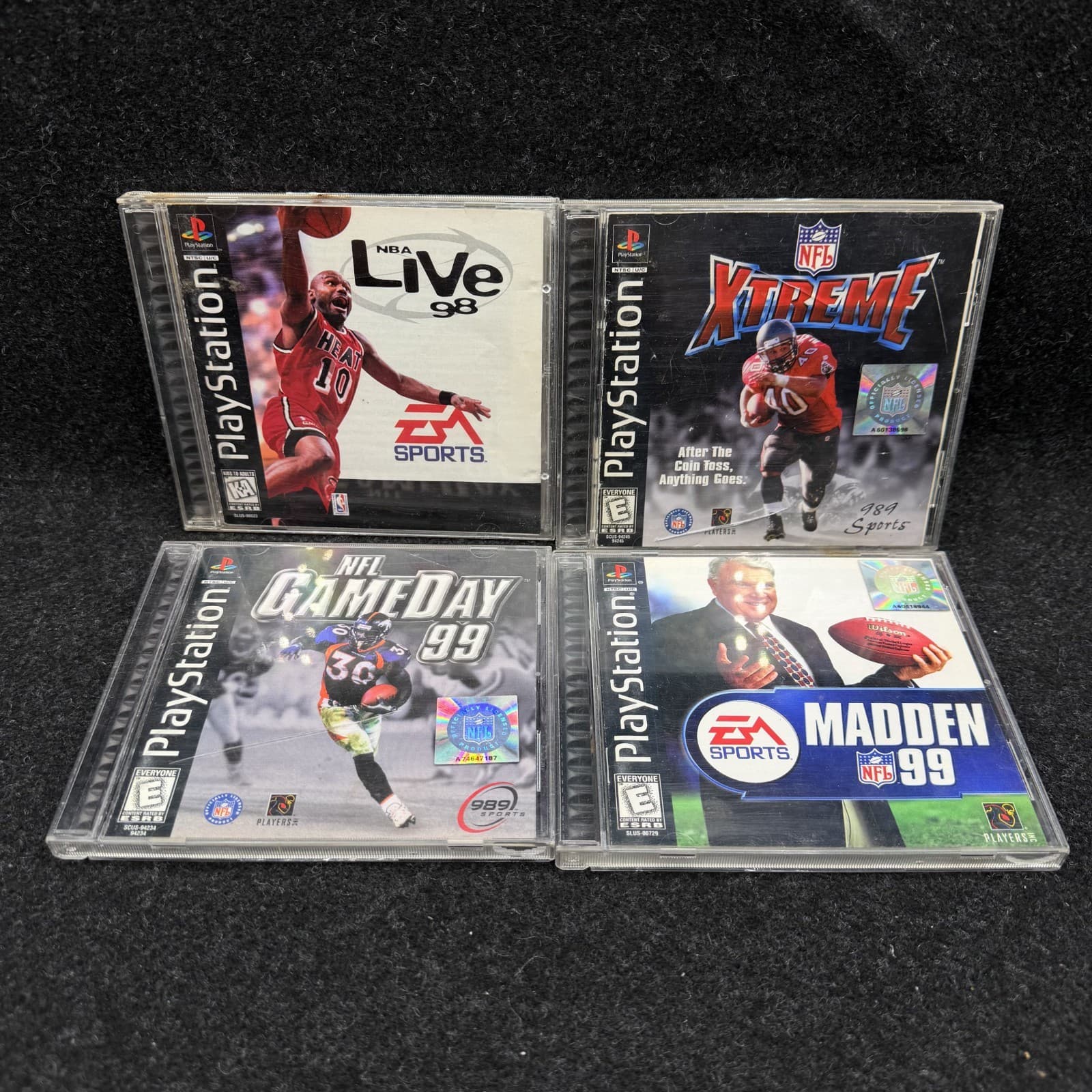 LOT OF 4 Playstation 1 PS1 Sports Game NFL Xtreme Game Day Madden 99 NBA Live 98