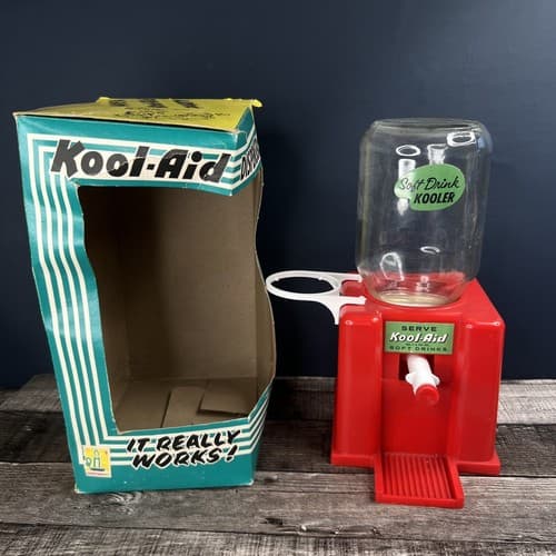 VTG 1960'S KOOL-AID DISPENSER WITH BOX GLASS JAR MODEL 64