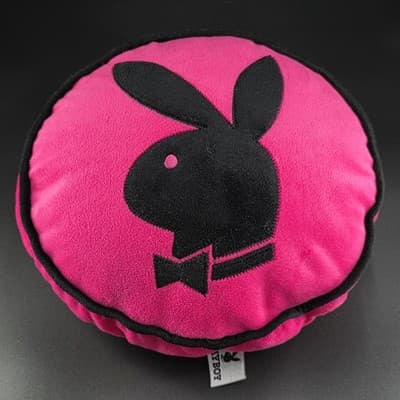 Vintage 2003 Playboy Bunny 12" Round Bright Pink Pillow Black Rabbit Head
