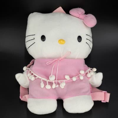 2008 Sanrio Hello Kitty 13" Plush Pom Pom Backpack Bag