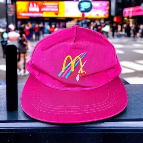 Vintage Crest McDonalds Snapback Trucker Hat Cap Purple Pink