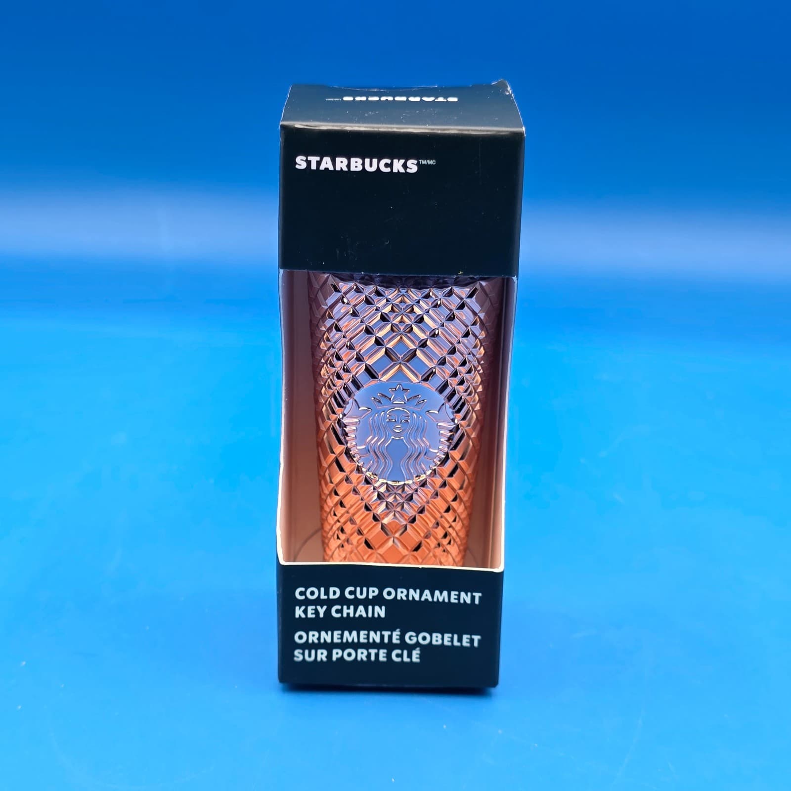 Starbucks Ornament Key Chain 2023 Mini Cold Cup Studded Rose Gold New Sealed Box