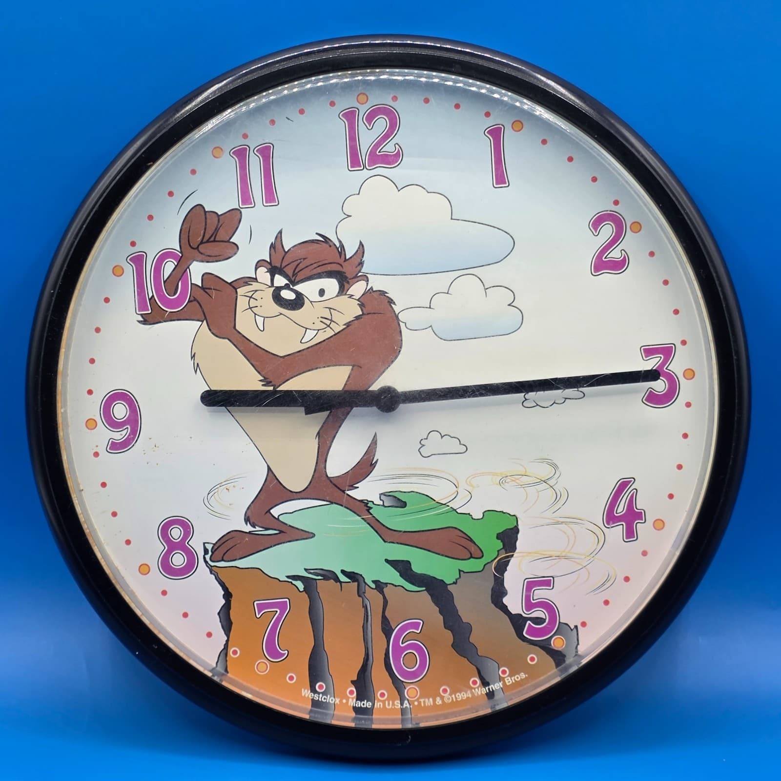 Vintage Looney Tunes Taz Tazmanian Devil Westclox Alarm Clock Wind Up 1994