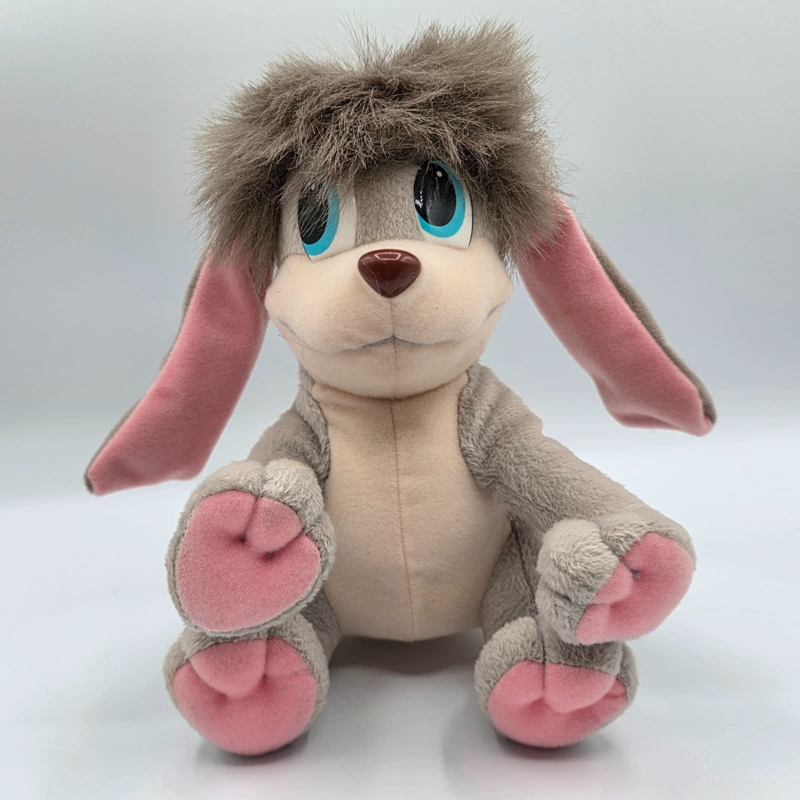 VTG 1997 Anastasia Pooka Puppy Dog Plush Gray Flapping Ears 8.5” FOX Toy 90s