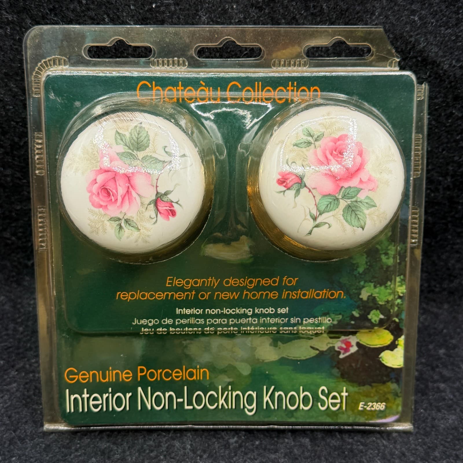 VTG Prime Line Porcelain Floral Interior Non Locking Knob Set Pink Rose