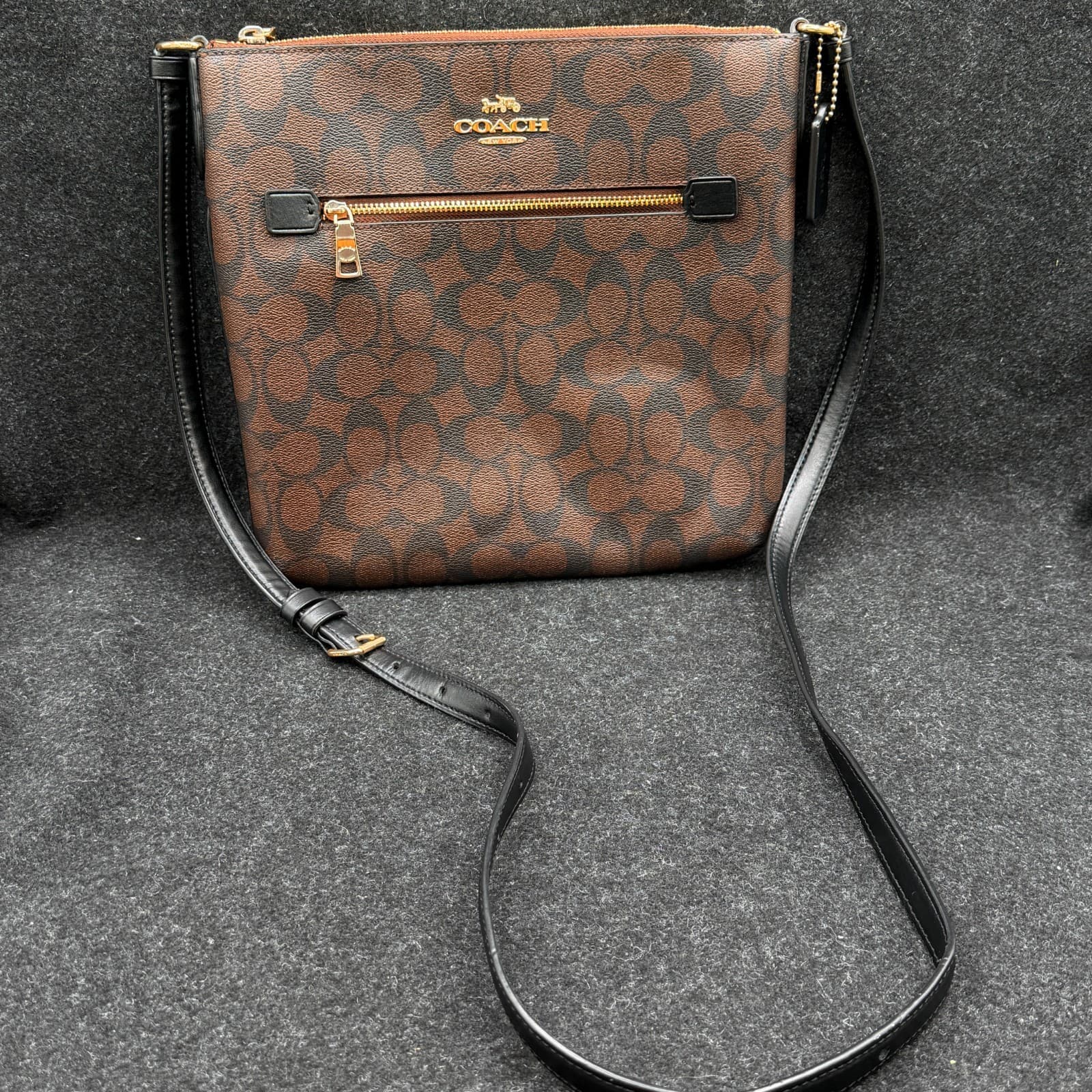 Coach Rowan File Bag In Signature Canvas Handbag - Black/Brown