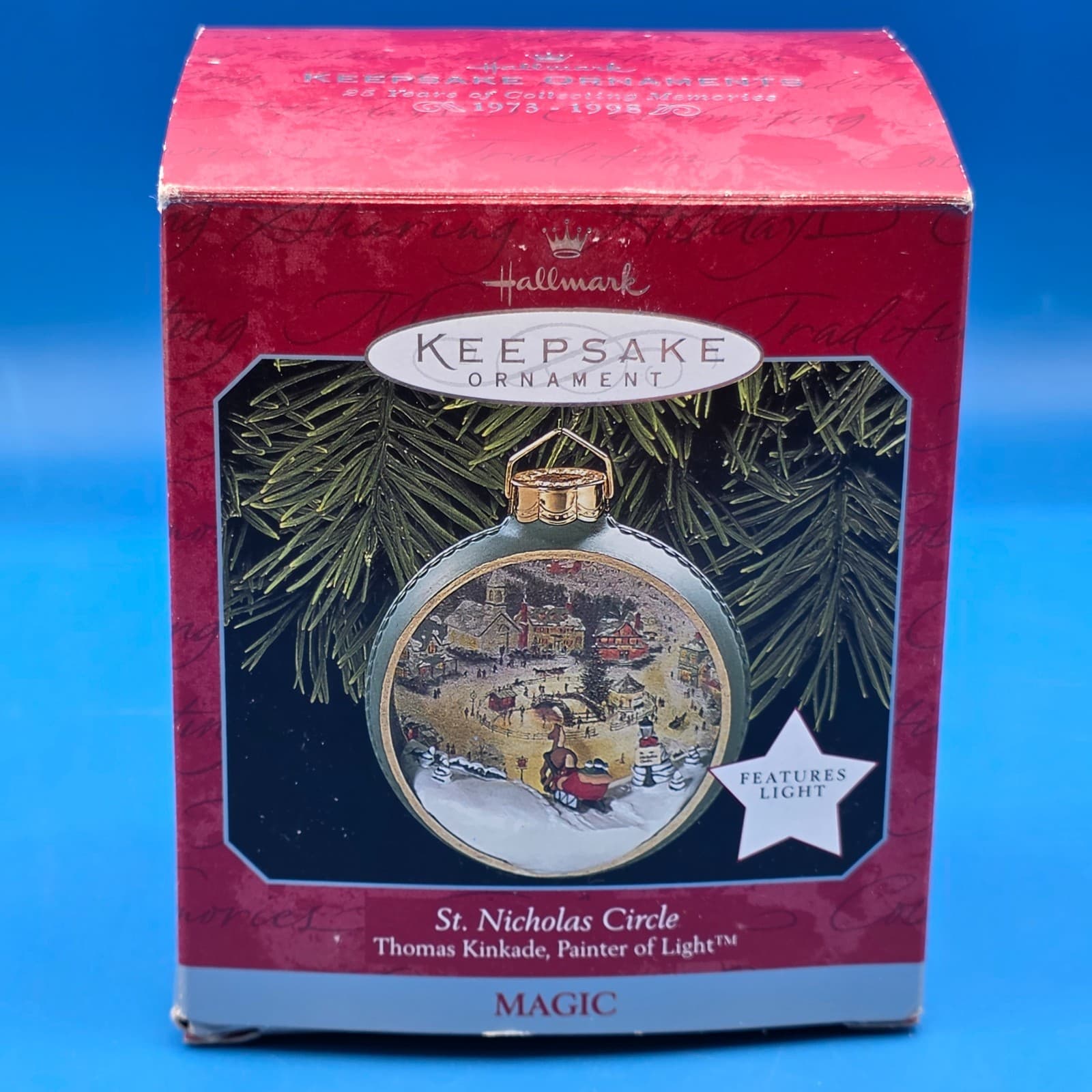 Hallmark Ornament St Nicholas Circle Thomas Kinkade Painter of Light Magic 1998