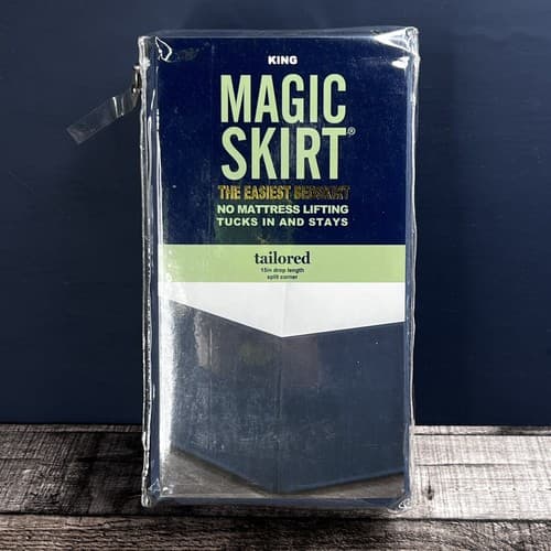 New Magic Skirt King Size Bed Skirt No Mattress Lift Tailored 15" Drop Navy Blue