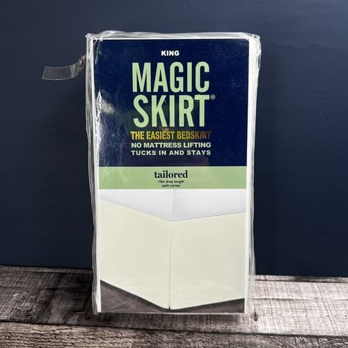 King Tailored Bedskirt White - Magic Skirt The Easiest Bedskirt King Size White
