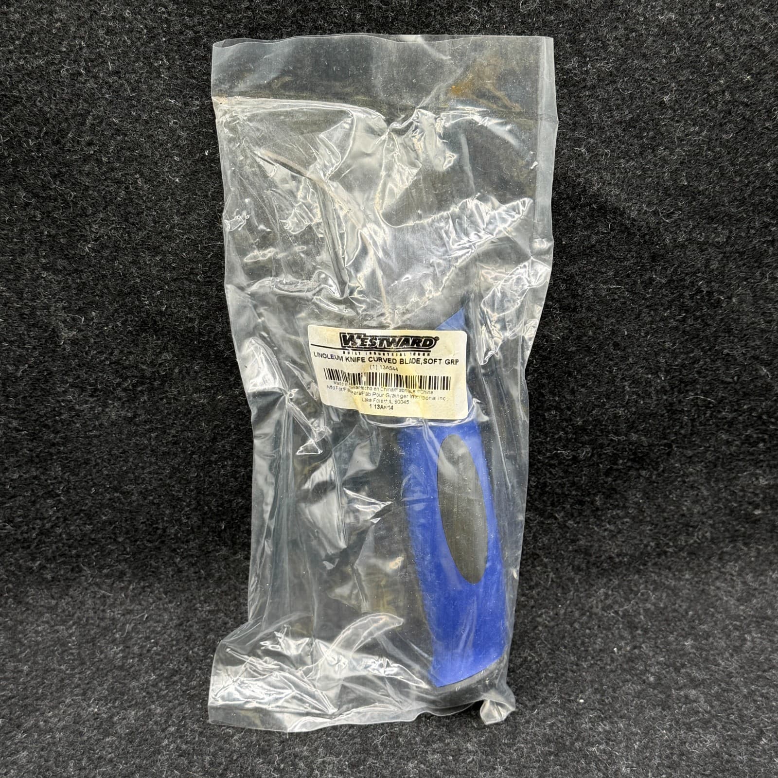 Westward 13A544 Linoleum Knife Curved Blade 8 In Blue Grip