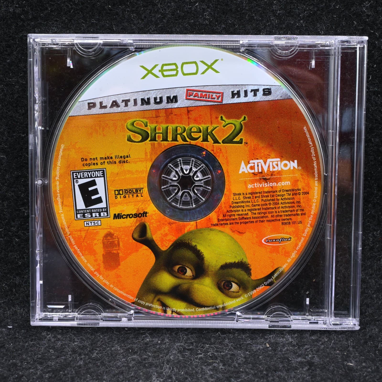 Shrek 2 (Microsoft Xbox, 2004) Platinum Hits Disc Only