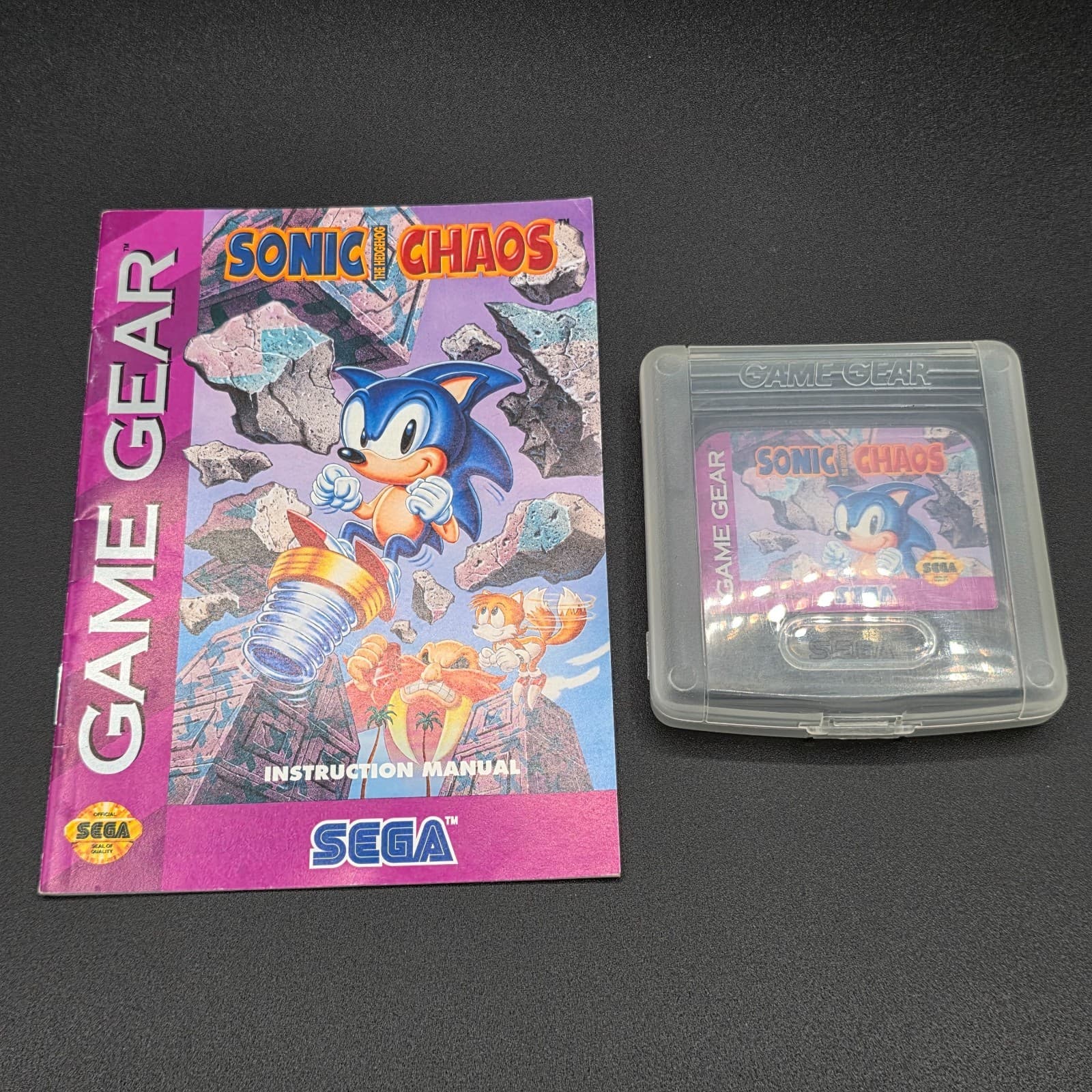 Sonic Chaos (Sega Game Gear, 1993) Clear Plastic Case & Manual Tested Authentic