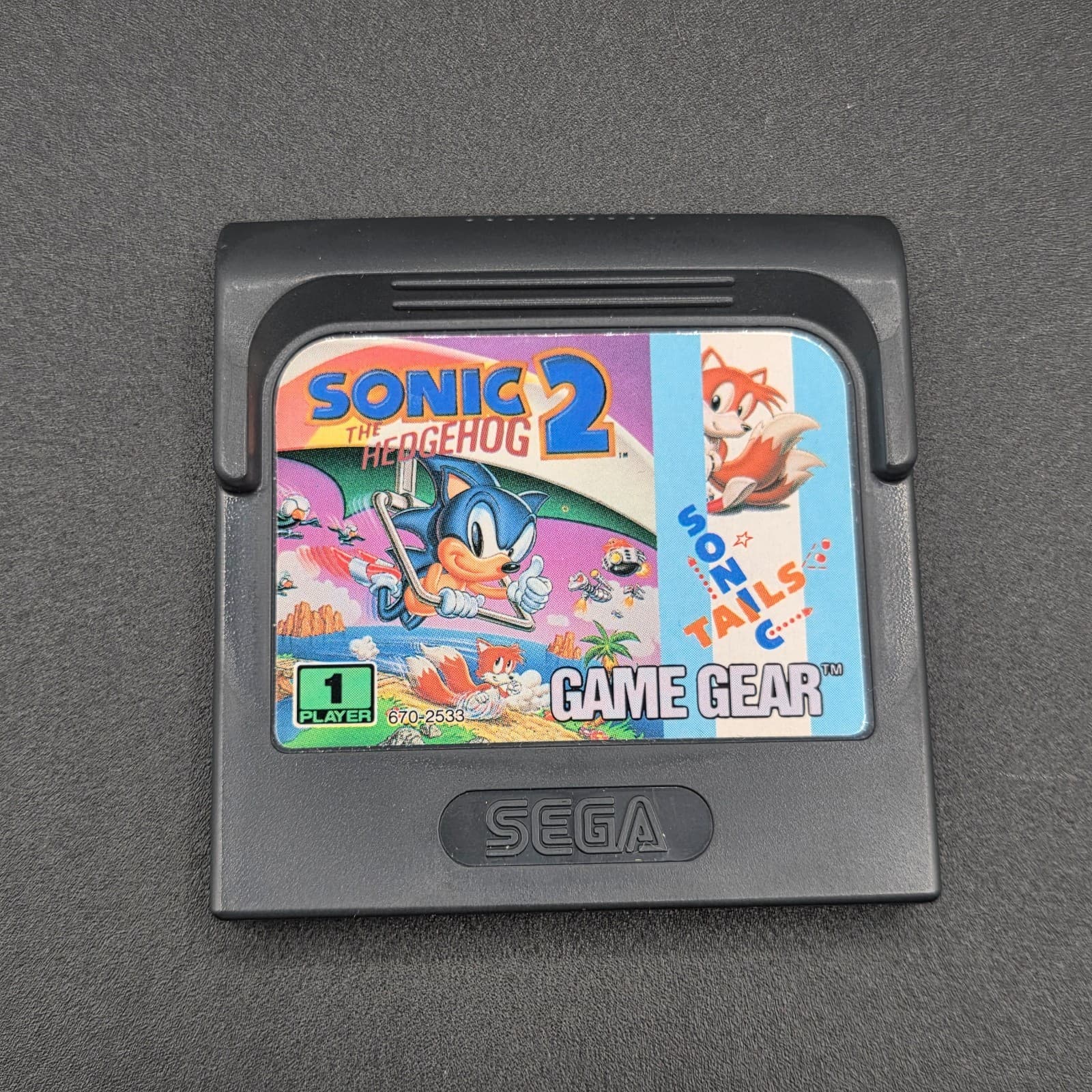 SONIC THE HEDGEHOG 2, Sega Game Gear, Video Game Cartridge.