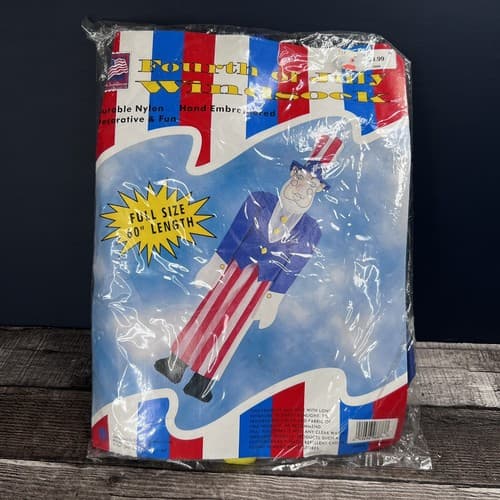 VTG 1997 DHC Fourth of July 60" Uncle Sam Windsock Patriotic Yard Decor 4th July